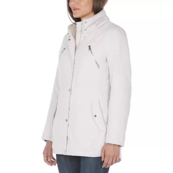 Nautica Womens Microfiber Parka Anorak Jacket with Faux Fur Hooded TrimCement