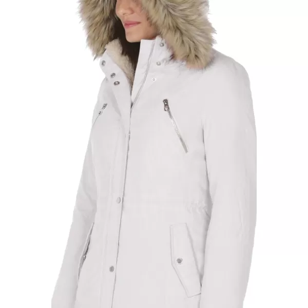 Nautica Womens Microfiber Parka Anorak Jacket with Faux Fur Hooded TrimCement