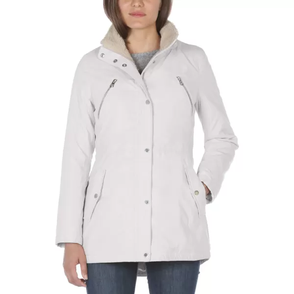 Nautica Womens Microfiber Parka Anorak Jacket with Faux Fur Hooded TrimCement