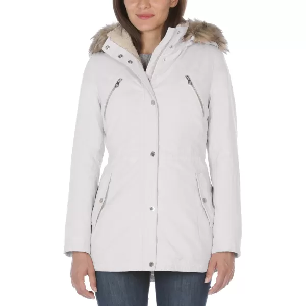 Nautica Womens Microfiber Parka Anorak Jacket with Faux Fur Hooded TrimCement