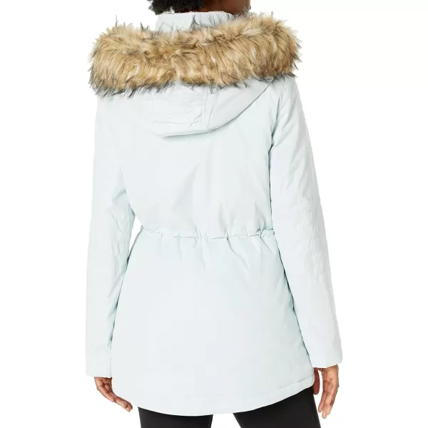 Nautica Womens Microfiber Parka Anorak Jacket with Faux Fur Hooded TrimPowder Blue