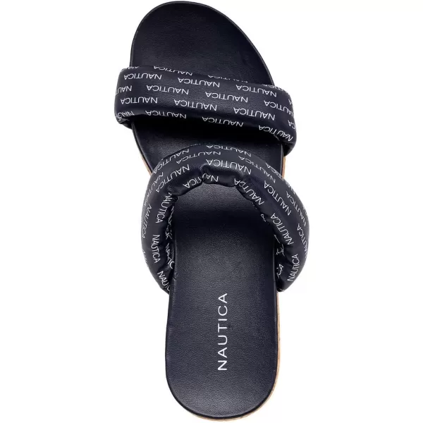 Nautica Womens Platform Wedge Sandals Fashion Double Band Lightweight Cushioned Casual Slides  Lightweight  ComfortableNavy