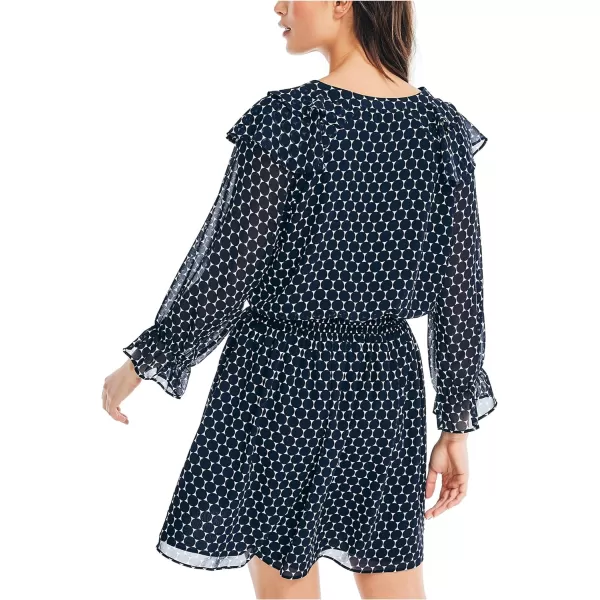 Nautica Womens Printed Smocked DressNavy Seas