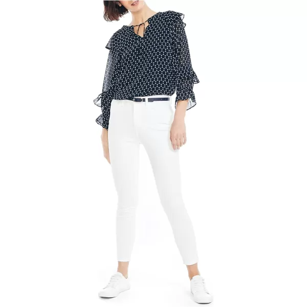 Nautica Womens Printed SplitNeck TopNavy Seas