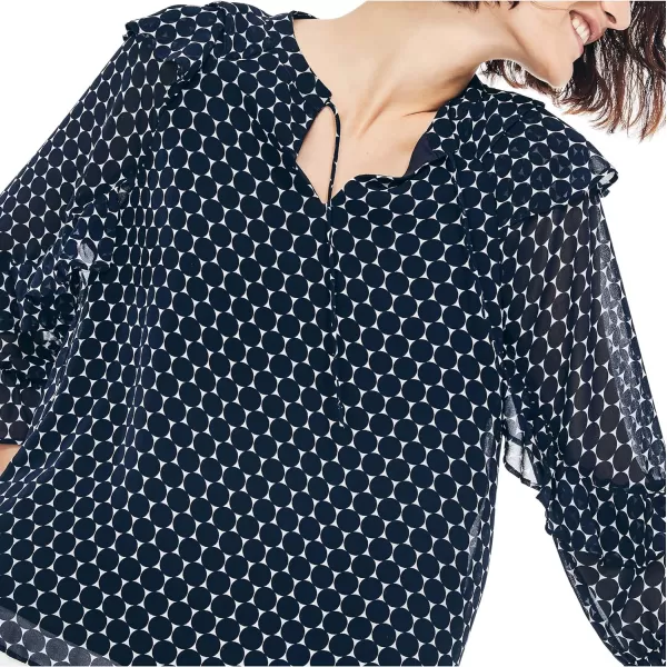 Nautica Womens Printed SplitNeck TopNavy Seas