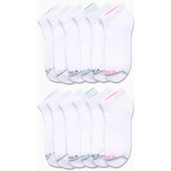 Nautica Womens Quarter Cut Moisture Control Athletic Socks with Cushioned Comfort 12 PackWhite