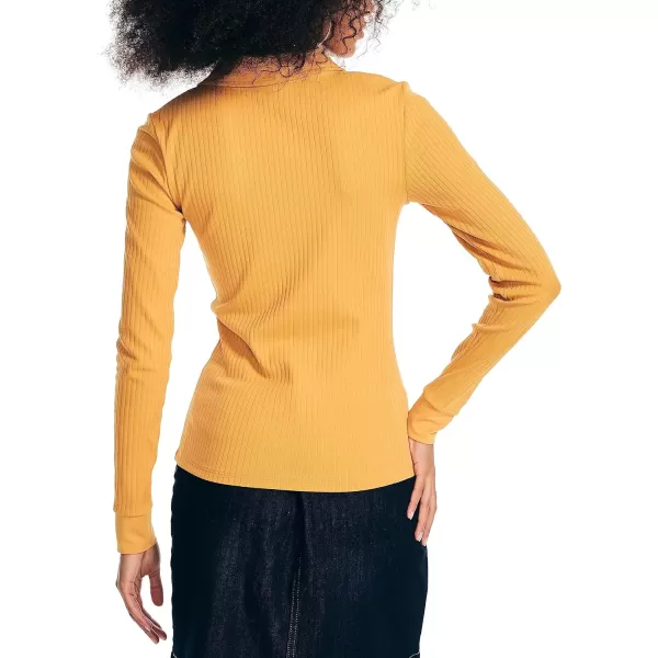 Nautica Womens Ribbed LongSleeve PoloEmpror Gold
