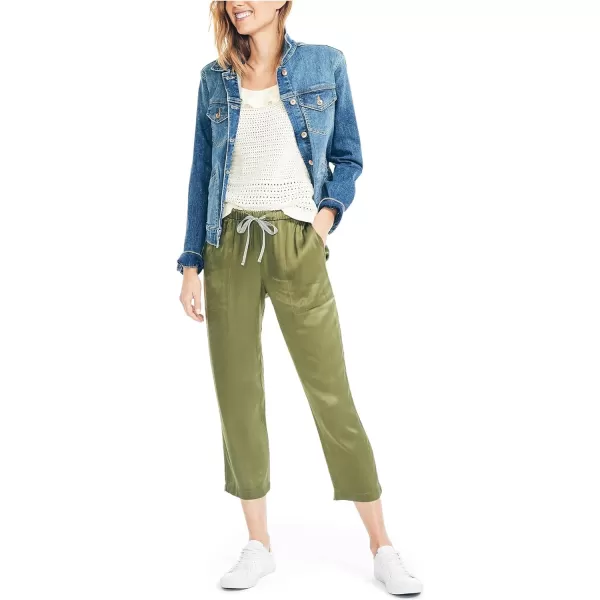 Nautica Womens Satin Cropped PantOlivine