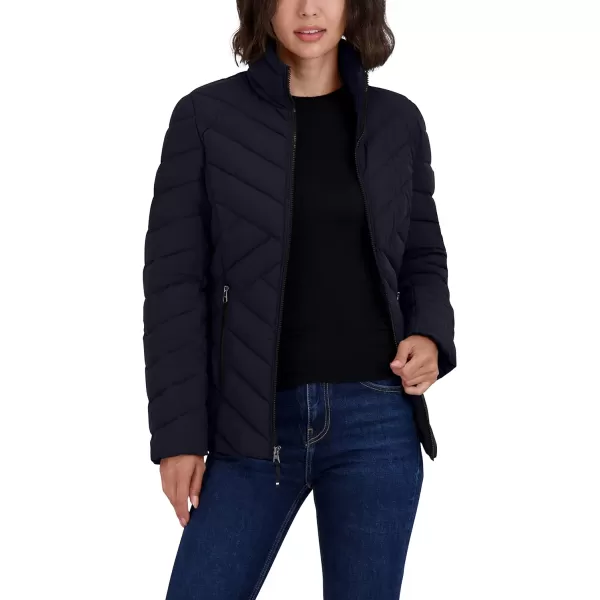 Nautica Womens Short Stretch Lightweight Puffer Jacket with Removeable HoodNavy Seas