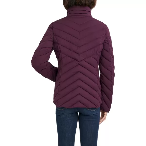 Nautica Womens Short Stretch Lightweight Puffer Jacket with Removeable HoodVintage Purple Tulip