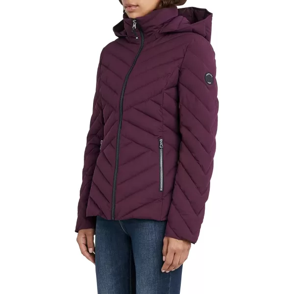 Nautica Womens Short Stretch Lightweight Puffer Jacket with Removeable HoodVintage Purple Tulip