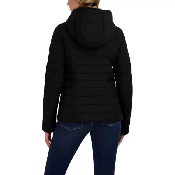 Nautica Womens Short Stretch Packable Jacket with HoodBlack