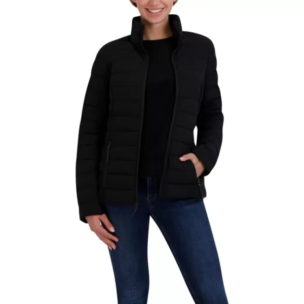 Nautica Womens Short Stretch Packable Jacket with HoodBlack