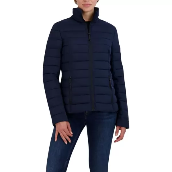 Nautica Womens Short Stretch Packable Jacket with HoodNavy Seas