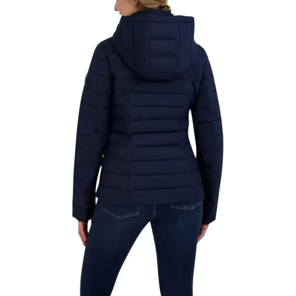 Nautica Womens Short Stretch Packable Jacket with HoodNavy Seas