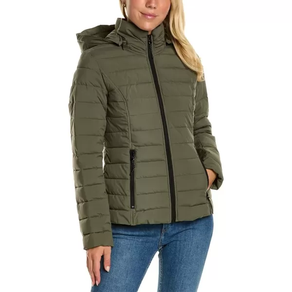 Nautica Womens Short Stretch Packable Jacket with HoodSage