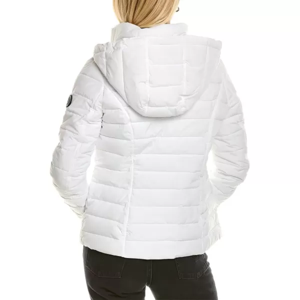 Nautica Womens Short Stretch Packable Jacket with HoodWinter White