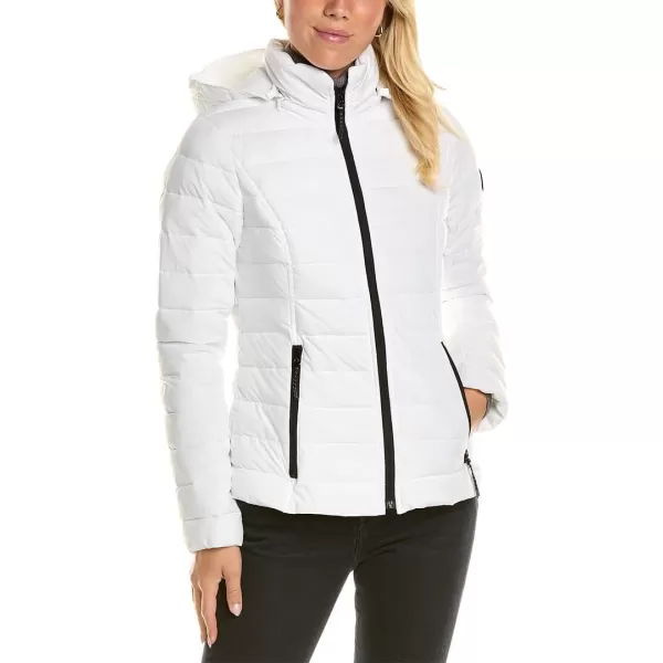 Nautica Womens Short Stretch Packable Jacket with HoodWinter White