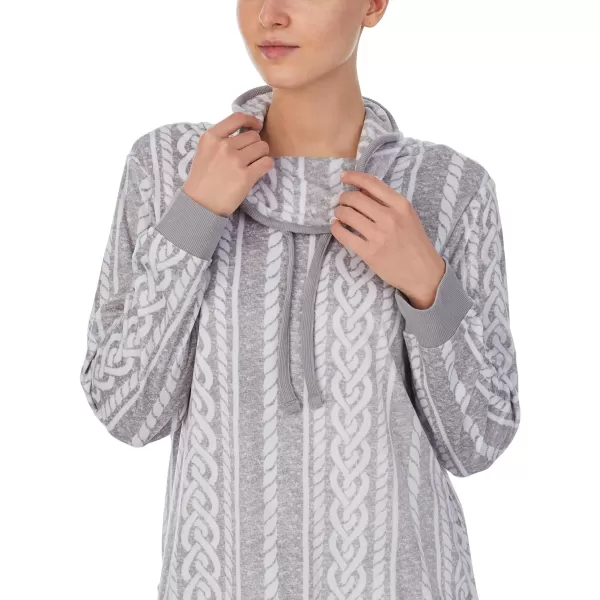 Nautica Womens Sleepwear CableKnit Pattern Long Sleeve and Pant Pajama SetCable Knit