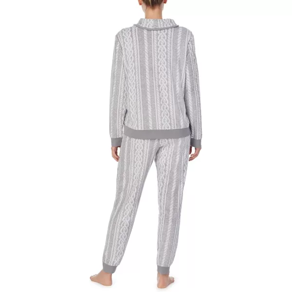 Nautica Womens Sleepwear CableKnit Pattern Long Sleeve and Pant Pajama SetCable Knit