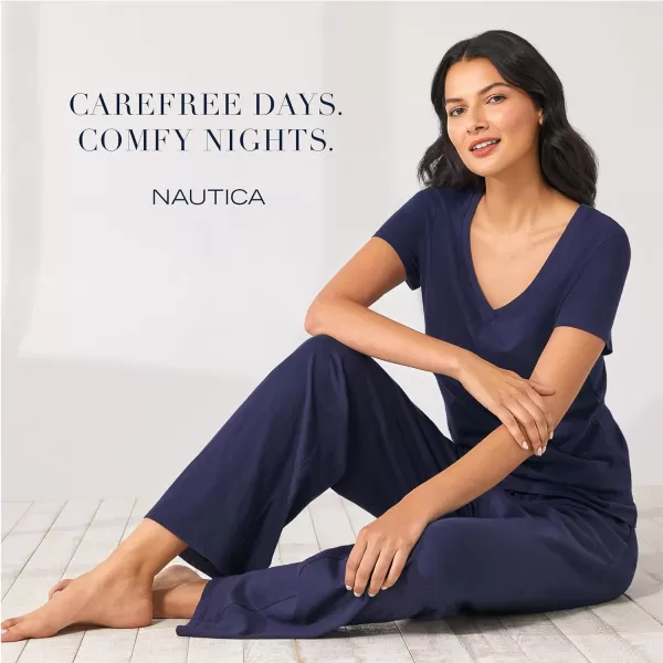 Nautica Womens Sleepwear Cotton Jersey Knit Pajama Sleep Pants Regular and Plus SizeNavy