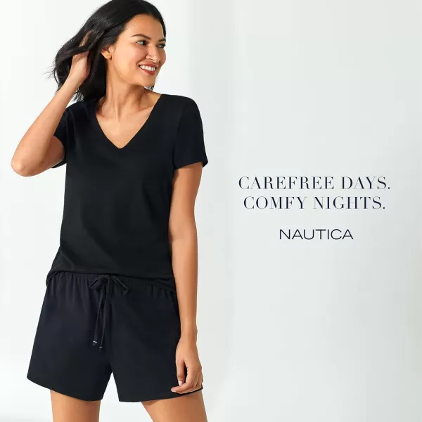 Nautica Womens Sleepwear Cotton Jersey Knit Pajama Sleep Shorts Regular and Plus SizeBlack