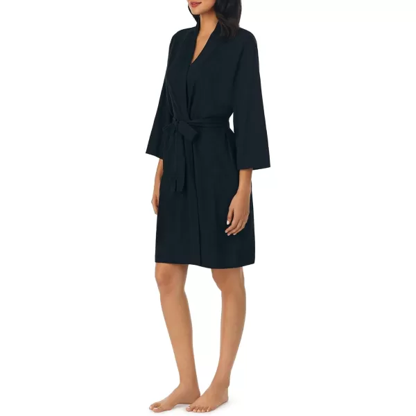 Nautica Womens Sleepwear Cotton Jersey Knit Robe Regular and Plus SizeBlack