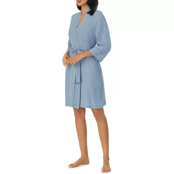 Nautica Womens Sleepwear Cotton Jersey Knit Robe Regular and Plus SizeHeather Blue