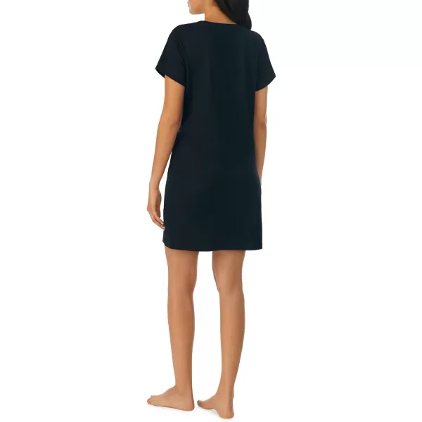 Nautica Womens Sleepwear Cotton Jersey Knit VNeck Sleep Shirt Dress Regular and Plus SizeBlack