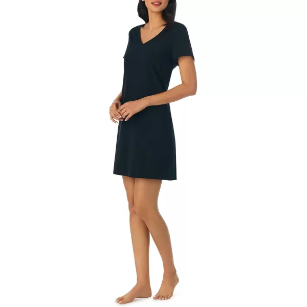 Nautica Womens Sleepwear Cotton Jersey Knit VNeck Sleep Shirt Dress Regular and Plus SizeBlack