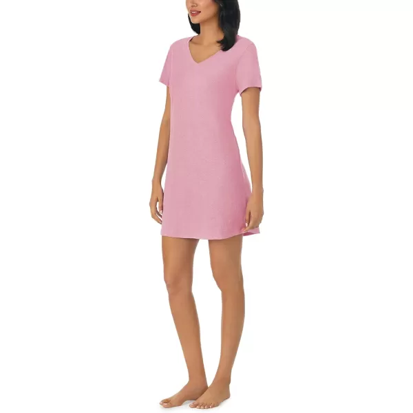 Nautica Womens Sleepwear Cotton Jersey Knit VNeck Sleep Shirt Dress Regular and Plus SizeHeather Pink