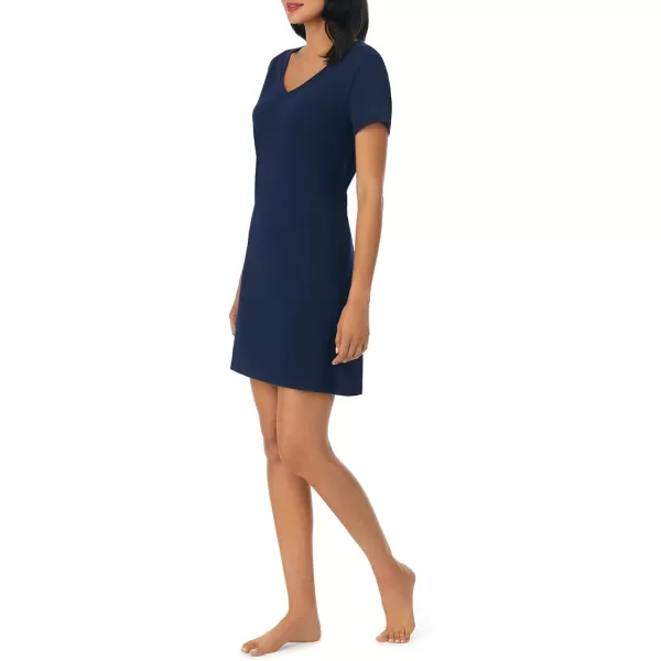 Nautica Womens Sleepwear Cotton Jersey Knit VNeck Sleep Shirt Dress Regular and Plus SizeNavy