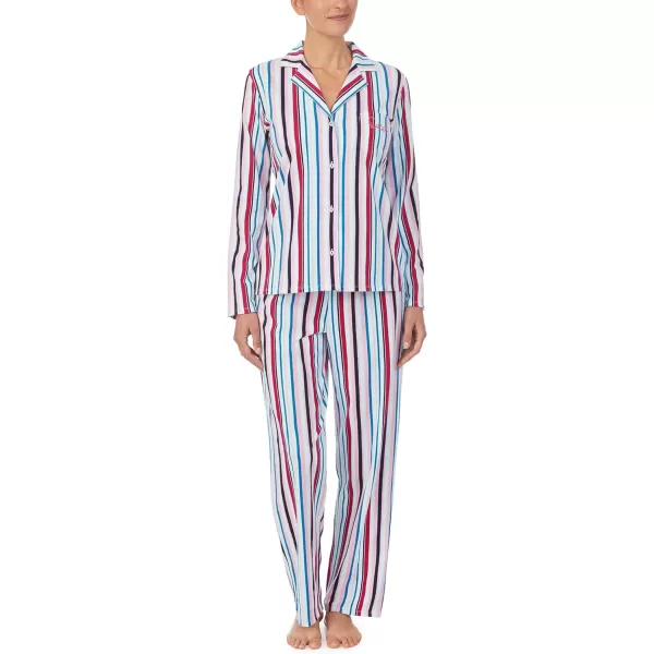 Nautica Womens Sleepwear Long Sleeve Button Down Shirt and Pant 2Piece Pajama SetMulticolored