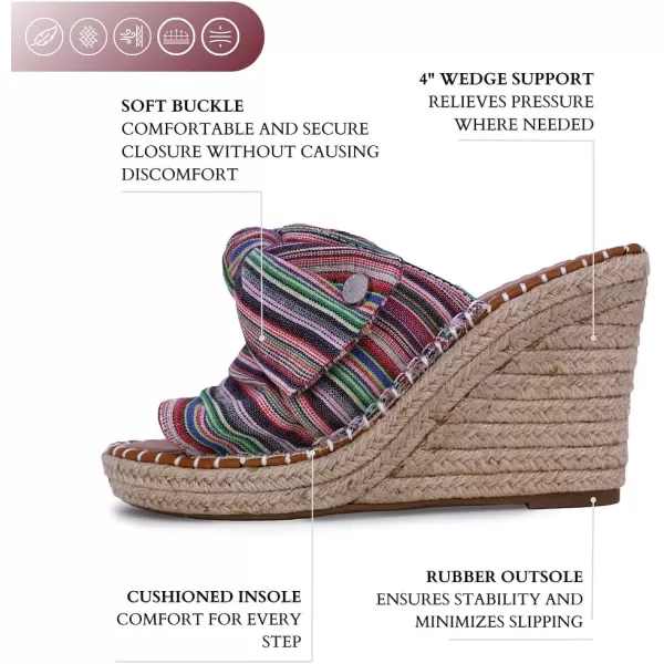 Nautica Womens SlipOn Espadrille Wedge Sandals with Knotty Bow  Summer StyleBeach Multi