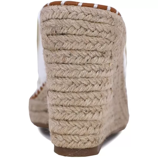Nautica Womens SlipOn Espadrille Wedge Sandals with Knotty Bow  Summer StyleWhite
