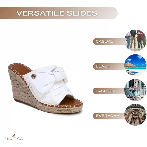 Nautica Womens SlipOn Espadrille Wedge Sandals with Knotty Bow  Summer StyleWhite