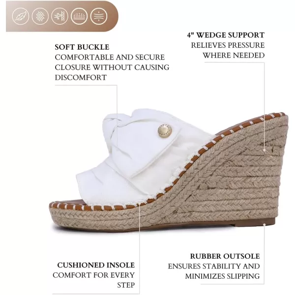 Nautica Womens SlipOn Espadrille Wedge Sandals with Knotty Bow  Summer StyleWhite