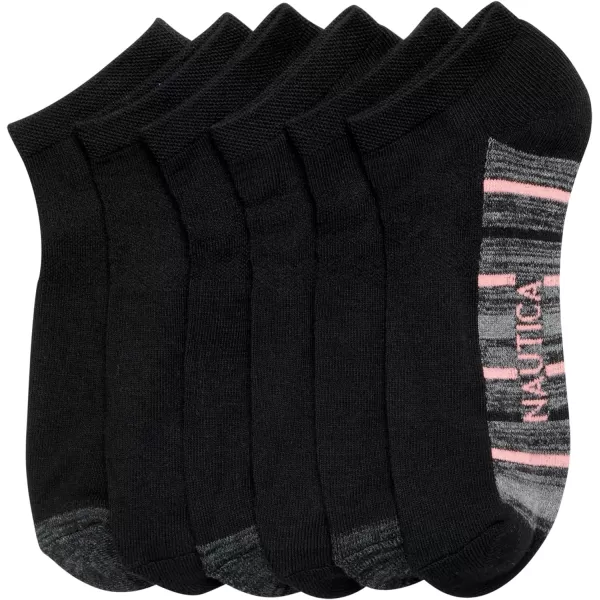 Nautica Womens Socks  Athletic Cushion Low Cut Socks 6 PackBlack