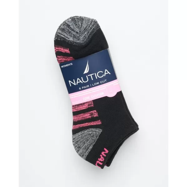 Nautica Womens Socks  Athletic Cushion Low Cut Socks 6 PackBlack Assortment