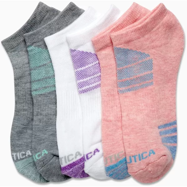 Nautica Womens Socks  Athletic Cushion Low Cut Socks 6 PackPink Assorted