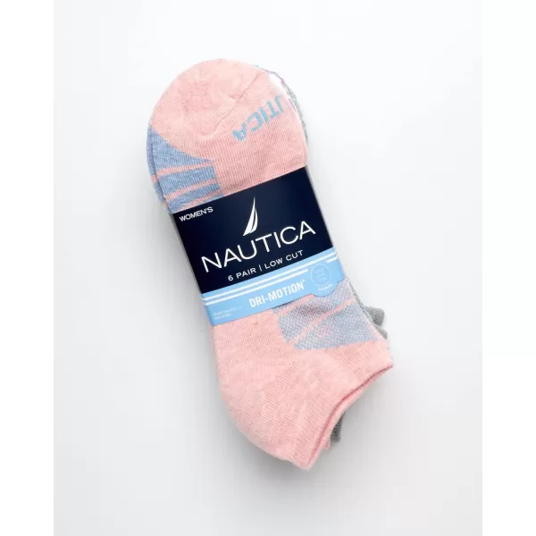 Nautica Womens Socks  Athletic Cushion Low Cut Socks 6 PackPink Assorted