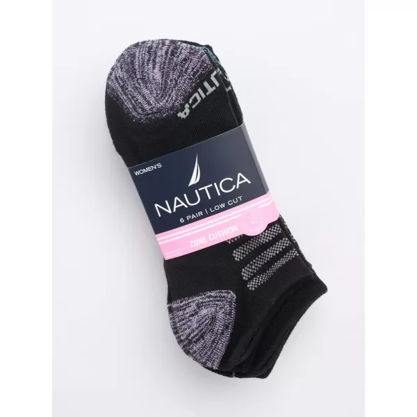 Nautica Womens Socks  Athletic Cushion Low Cut Socks 6 PackPure Black