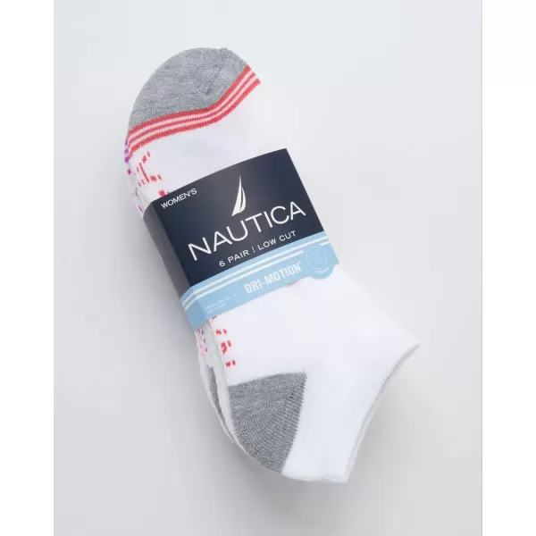 Nautica Womens Socks  Athletic Cushion Low Cut Socks 6 PackWhite