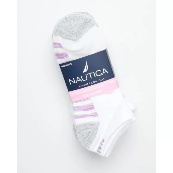 Nautica Womens Socks  Athletic Cushion Low Cut Socks 6 PackWhite Assortment