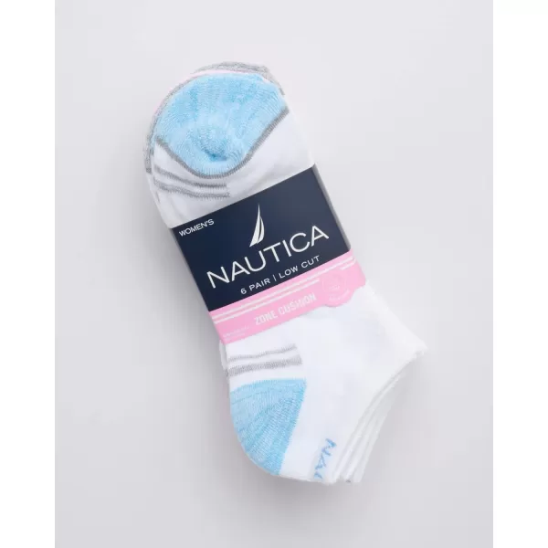 Nautica Womens Socks  Athletic Cushion Low Cut Socks 6 PackWhitePink