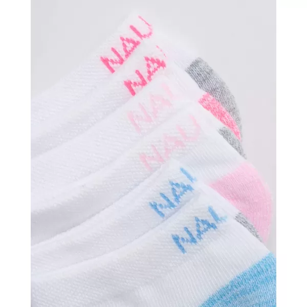 Nautica Womens Socks  Athletic Cushion Low Cut Socks 6 PackWhitePink