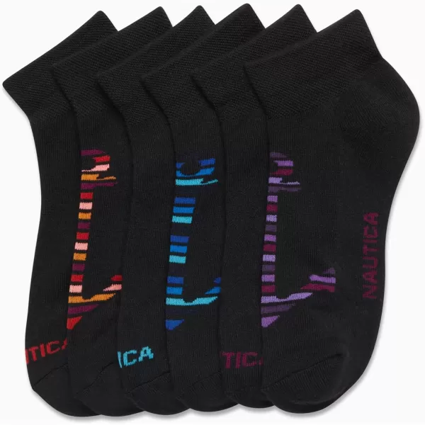 Nautica Womens Socks  Athletic Cushion Quarter Cut Socks 6 PackAll Black