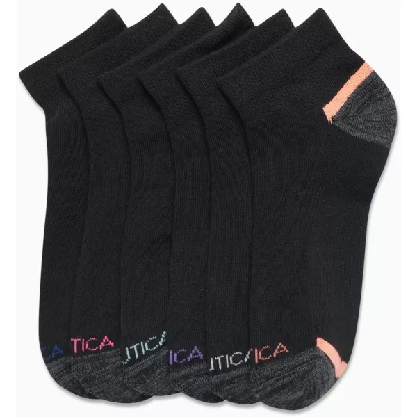 Nautica Womens Socks  Athletic Cushion Quarter Cut Socks 6 PackBlack