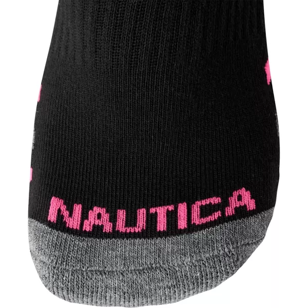 Nautica Womens Socks  Athletic Cushion Quarter Cut Socks 6 PackBlack Stripe