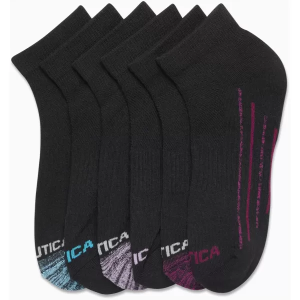 Nautica Womens Socks  Athletic Cushion Quarter Cut Socks 6 PackBlackBlue